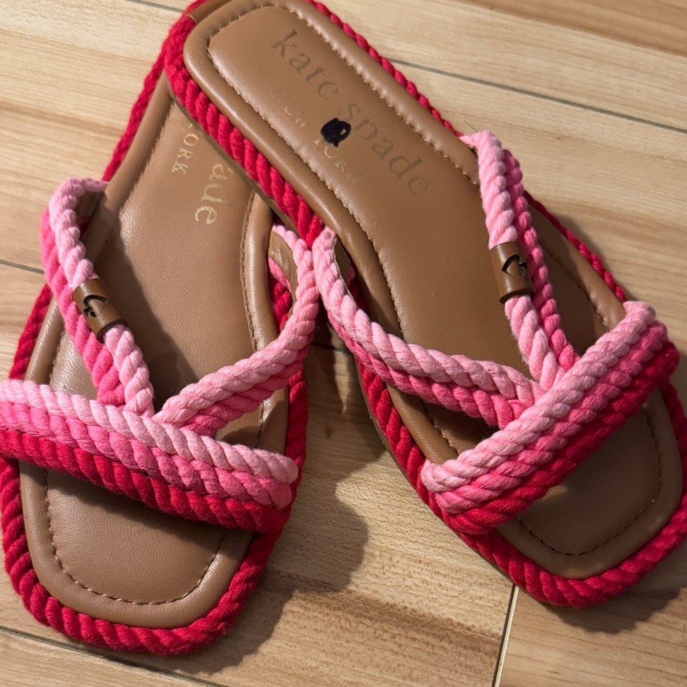 BNWOT Kate Spade Pink and Red Rope Sandals Size 7
